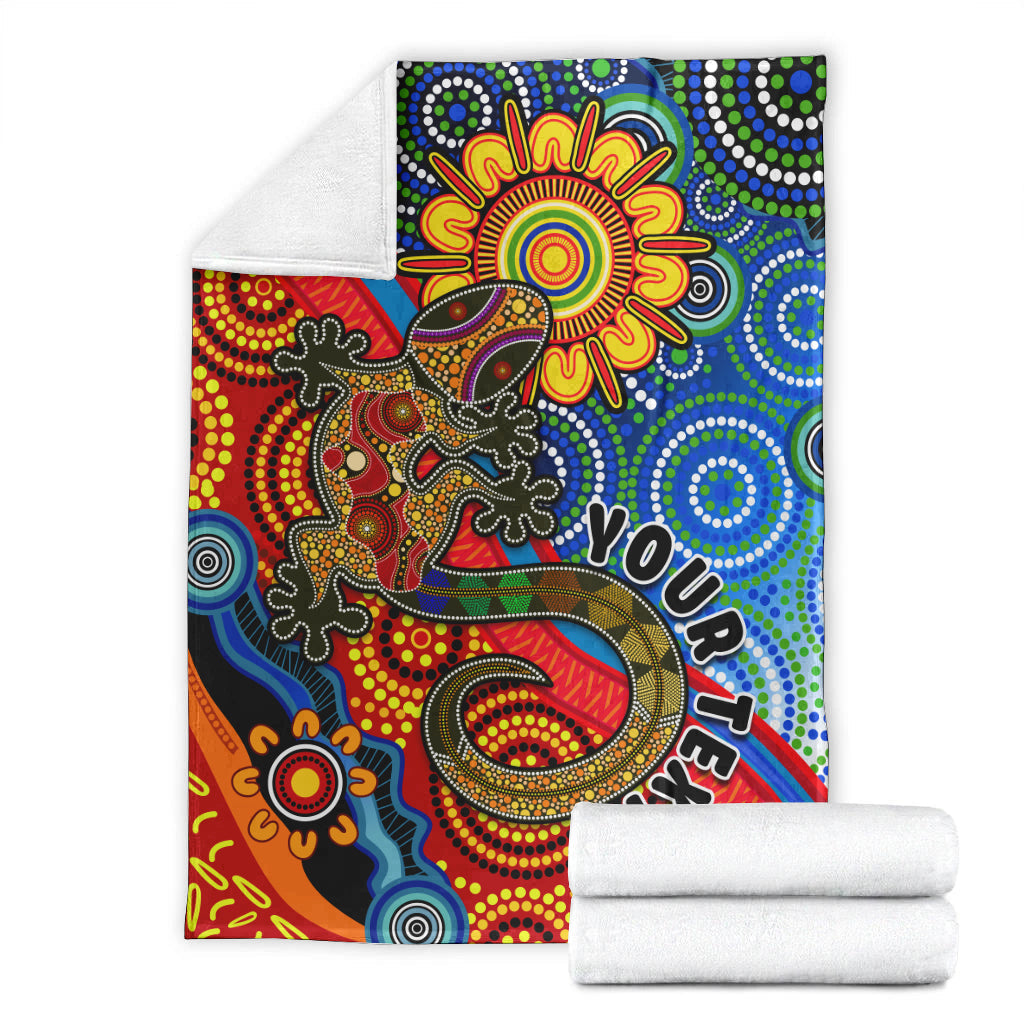 custom-personalised-australia-lizard-and-sun-premium-blanket-aboriginal-art-speical
