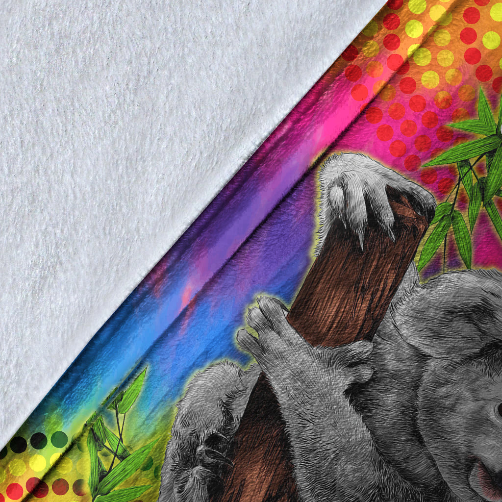 custom-personalised-australia-koala-aboriginal-premium-blanket-rainbow-tie-dye-merry-christmas