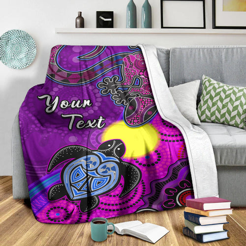 custom-personalised-australia-lizard-and-turtle-premium-blanket-aboriginal-art-beautiful-life
