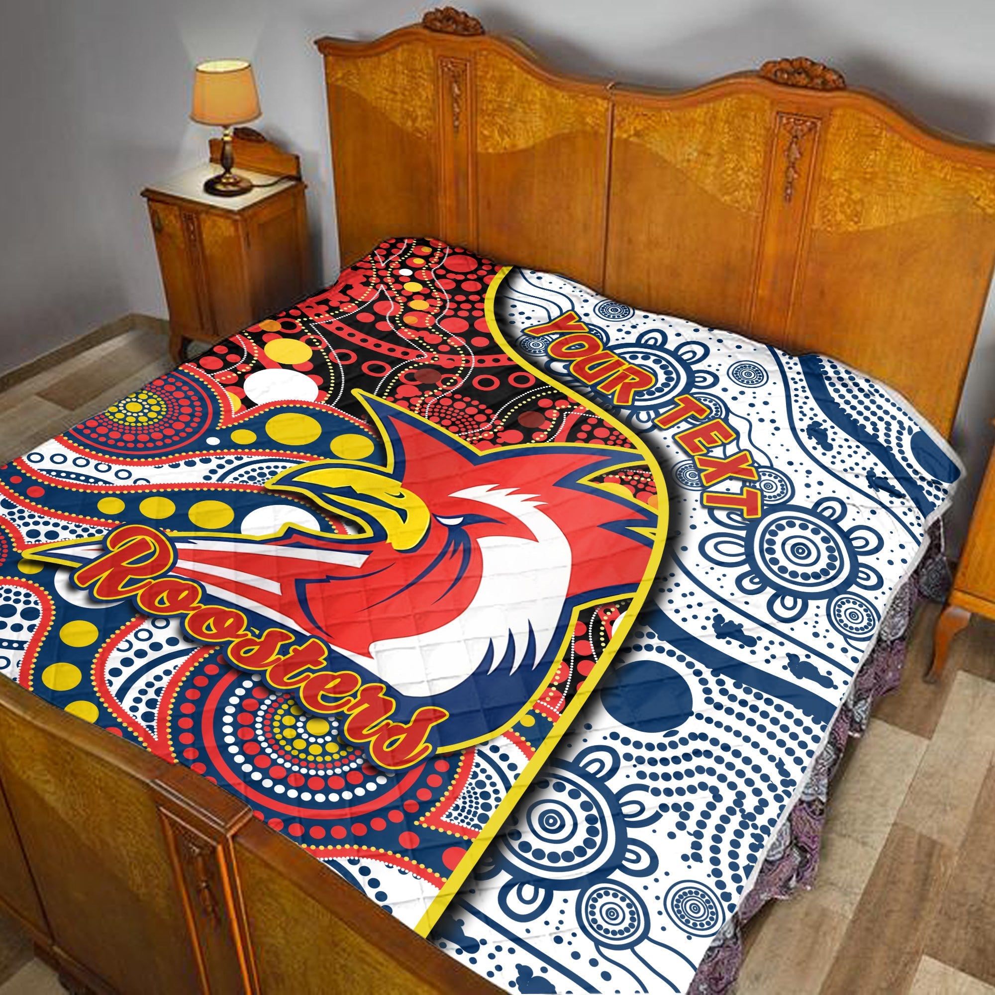 custom-personalised-roosters-rugby-premium-quilt-easts-1908-aboriginal-artsy-premiers