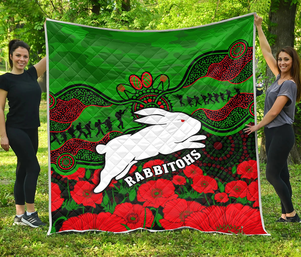rabbitohs-rugby-anzac-premium-quilt-south-sydney-camouflage-poppy-aboriginal