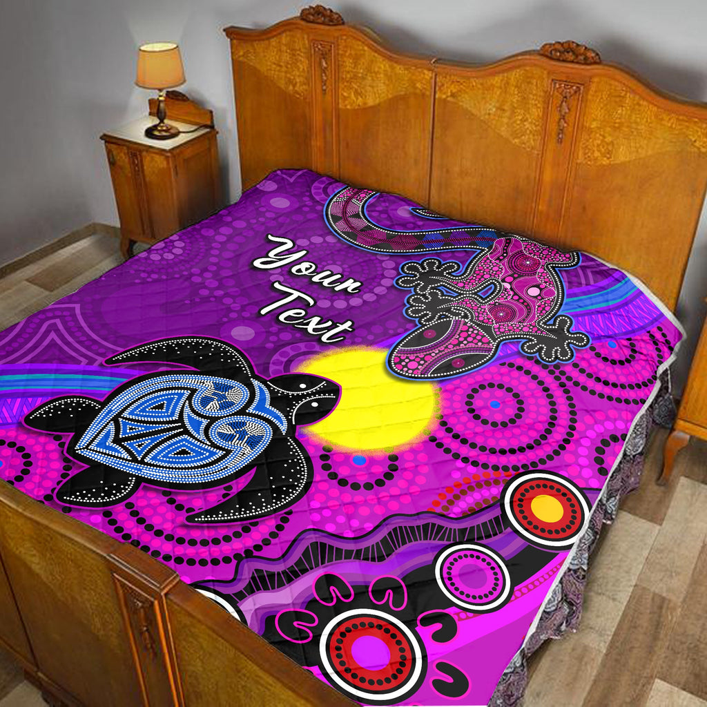 custom-personalised-australia-lizard-and-turtle-premium-quilt-aboriginal-art-beautiful-life