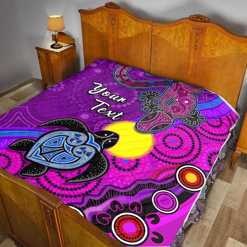custom-personalised-australia-lizard-and-turtle-premium-quilt-aboriginal-art-beautiful-life