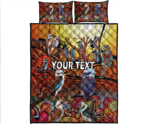 custom-personalised-australia-kookaburra-dreaming-aboriginal-arty-style-quilt-bed-set