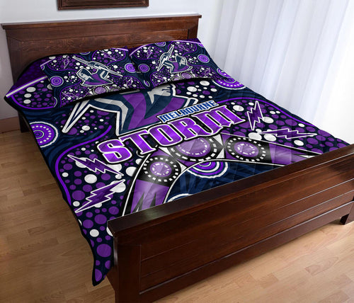 storm-rugby-quilt-bed-set-melbourne-boomerang-indigenous-dots