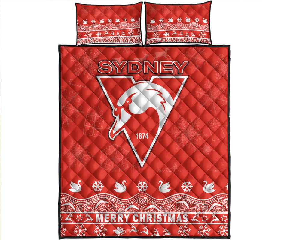 sydney-swans-unique-winter-season-quilt-bed-set-swans-merry-christmas-no2