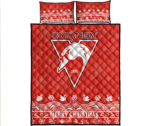 sydney-swans-unique-winter-season-quilt-bed-set-swans-merry-christmas-no2