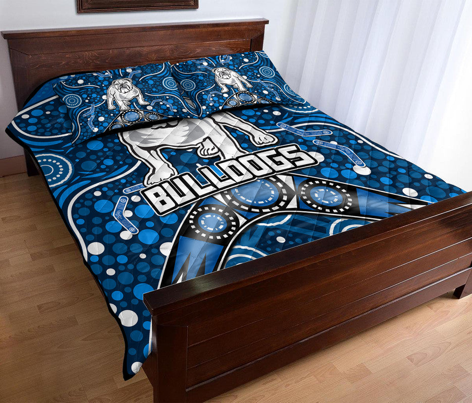 bulldogs-rugby-quilt-bed-set-boomerang-indigenous-dots