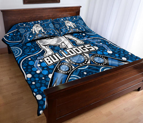 bulldogs-rugby-quilt-bed-set-boomerang-indigenous-dots
