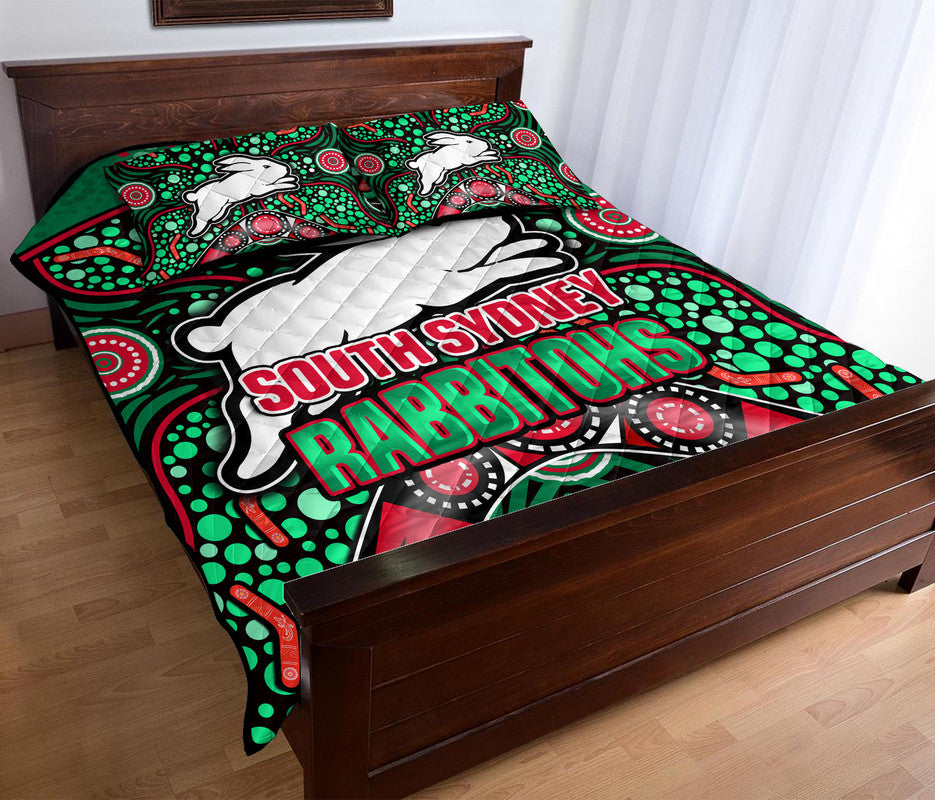 south-sydney-indigenous-rabbitohs-dot-art-style-quilt-bed-set