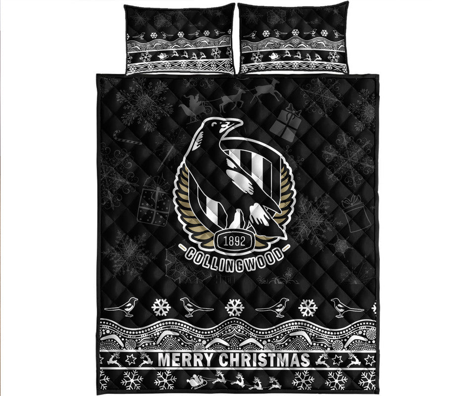 collingwood-pies-unique-winter-season-quilt-bed-set-magpies-merry-christmas-no2