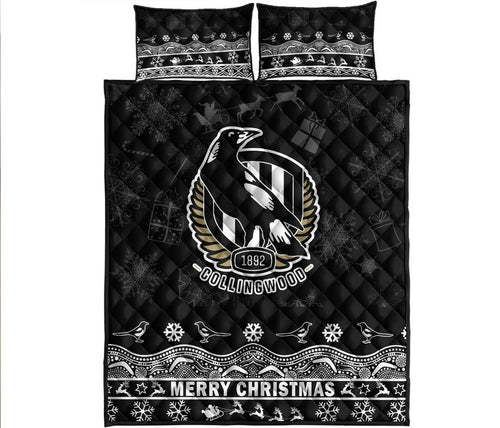 collingwood-pies-unique-winter-season-quilt-bed-set-magpies-merry-christmas-no2