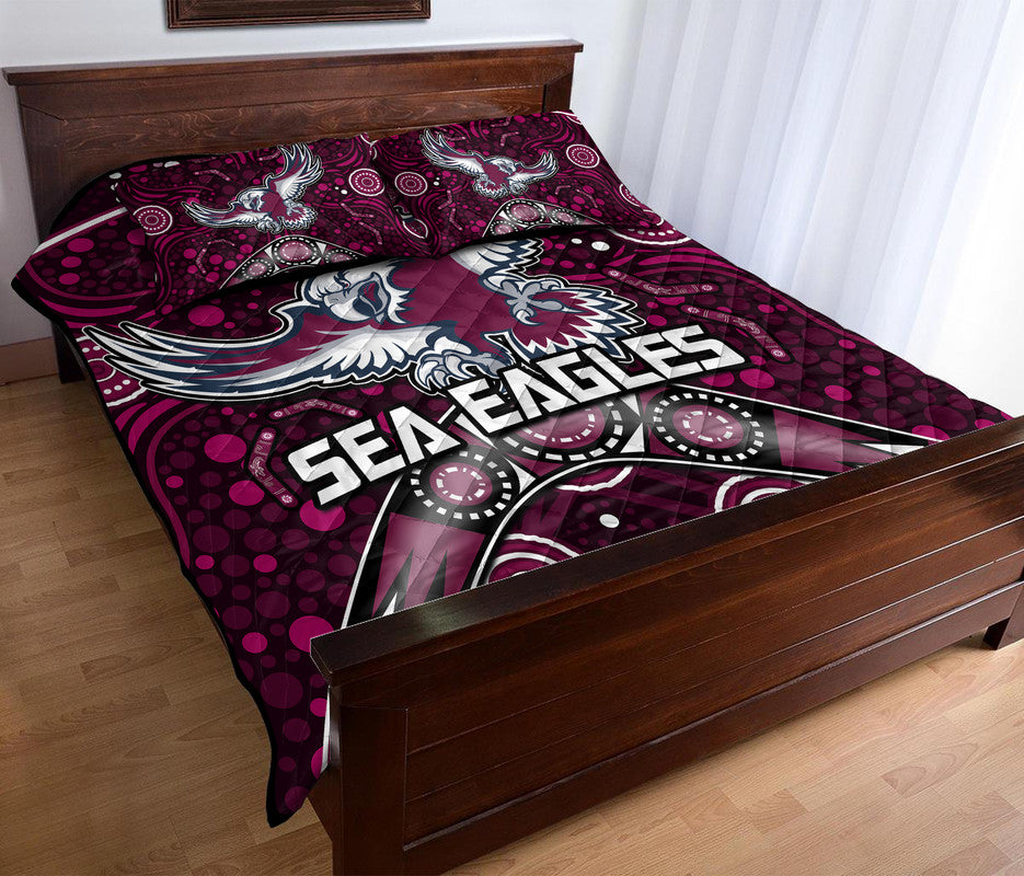 sea-eagles-rugby-quilt-bed-set-boomerang-indigenous-dots