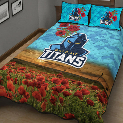 gold-coast-titans-anzac-2022-quilt-bed-set-poppy-flowers-vibes