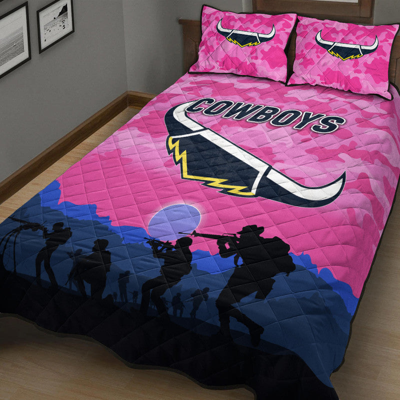north-queensland-cowboys-anzac-2022-quilt-bed-set-simple-style-pink