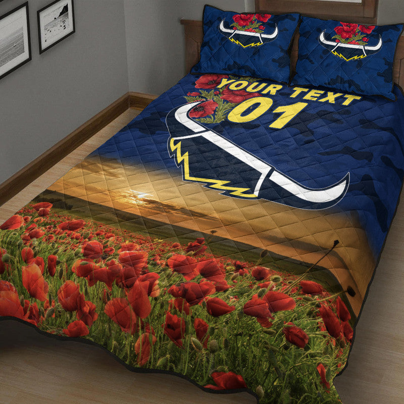 custom-personalised-north-queensland-cowboys-anzac-2022-quilt-bed-set-poppy-flowers-vibes-blue