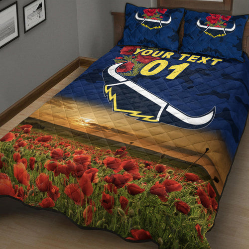 custom-personalised-north-queensland-cowboys-anzac-2022-quilt-bed-set-poppy-flowers-vibes-blue