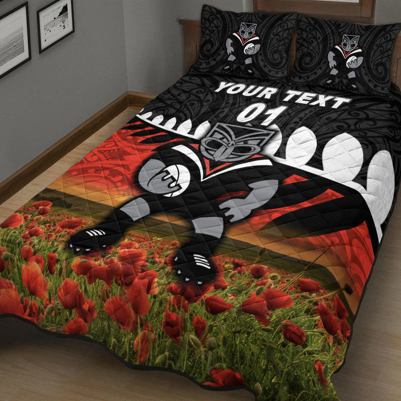 custom-personalised-new-zealand-warriors-anzac-2022-quilt-bed-set-maori-poppy-flowers-vibes