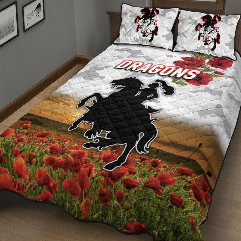st-george-illawarra-dragons-anzac-2022-quilt-bed-set-poppy-flowers-vibes-white
