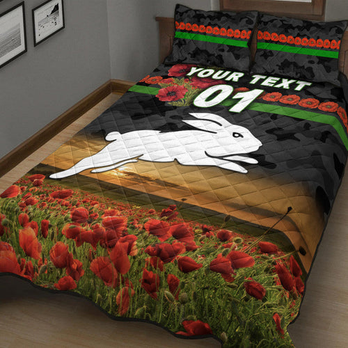 custom-personalised-south-sydney-rabbitohs-anzac-2022-quilt-bed-set-poppy-flowers-vibes-black