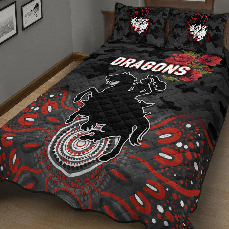 st-george-illawarra-dragons-anzac-2022-quilt-bed-set-indigenous-vibes-black