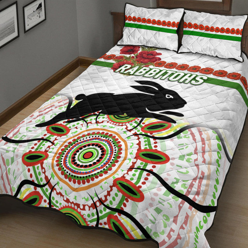 south-sydney-rabbitohs-anzac-2022-quilt-bed-set-indigenous-vibes-white