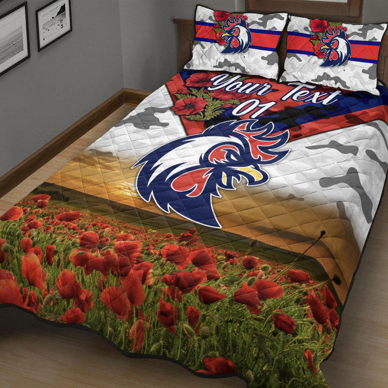 custom-personalised-sydney-roosters-anzac-2022-quilt-bed-set-poppy-flowers-vibes-white
