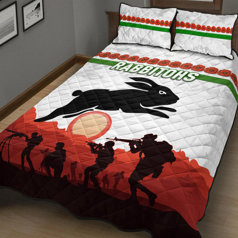 south-sydney-rabbitohs-anzac-2022-quilt-bed-set-simple-style-white