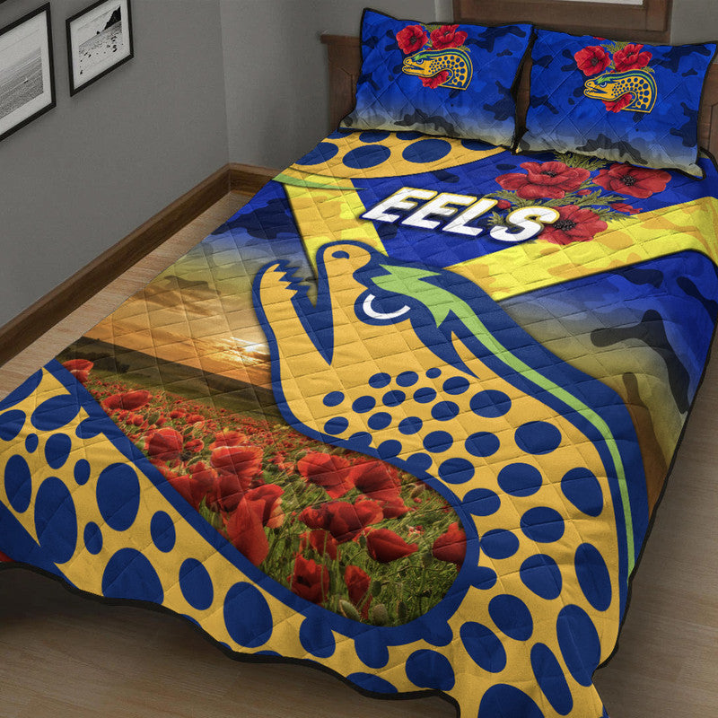 parramatta-eels-anzac-2022-quilt-bed-set-poppy-flowers-vibes-blue