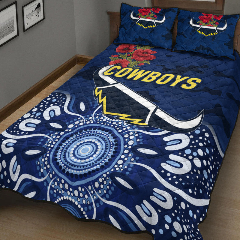 north-queensland-cowboys-anzac-2022-quilt-bed-set-indigenous-vibes-blue