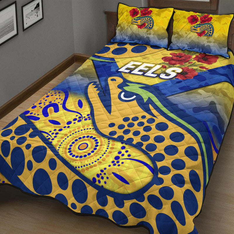 parramatta-eels-anzac-2022-quilt-bed-set-indigenous-vibes-gold