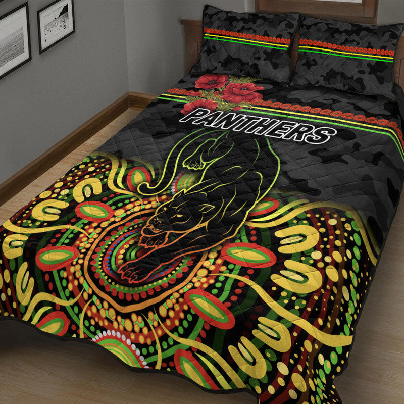penrith-panthers-anzac-2022-quilt-bed-set-indigenous-vibes-black