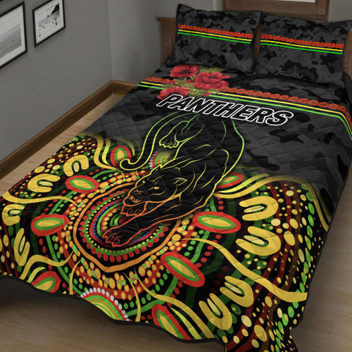 penrith-panthers-anzac-2022-quilt-bed-set-indigenous-vibes-black