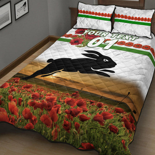 custom-personalised-south-sydney-rabbitohs-anzac-2022-quilt-bed-set-poppy-flowers-vibes-white