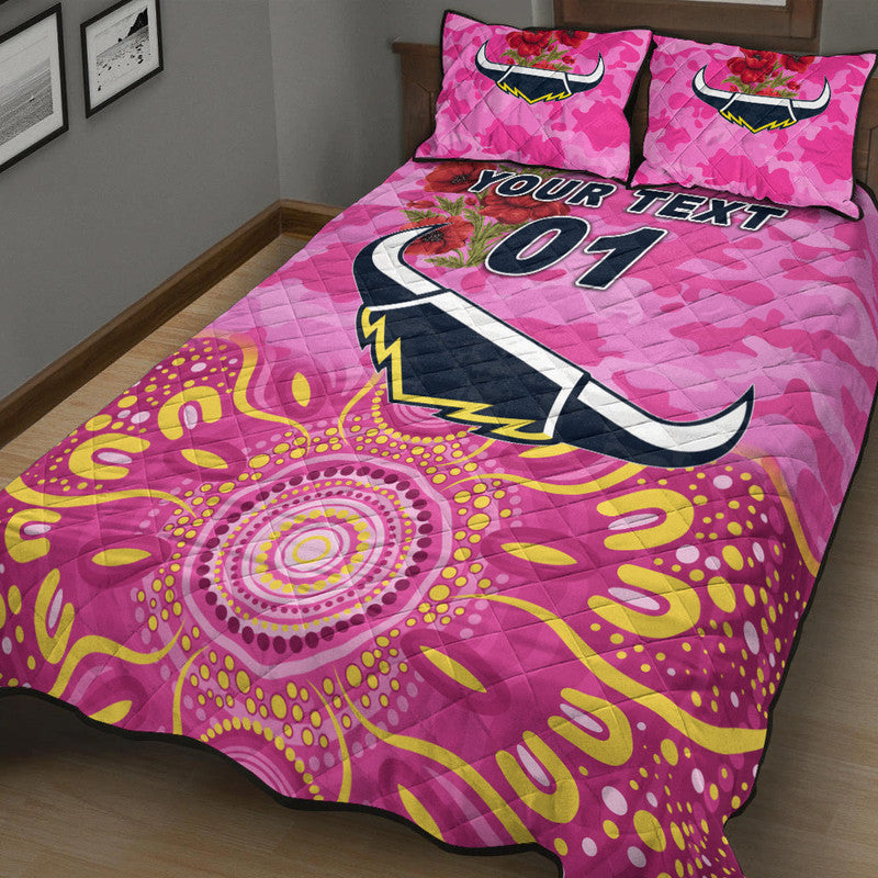 custom-personalised-north-queensland-cowboys-anzac-2022-quilt-bed-set-indigenous-vibes-pink