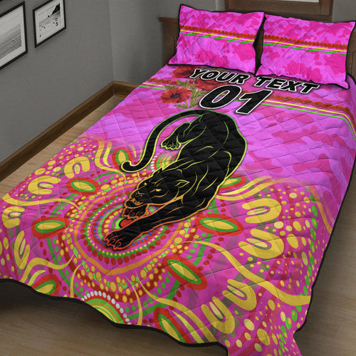 custom-personalised-penrith-panthers-anzac-2022-quilt-bed-set-indigenous-vibes-pink