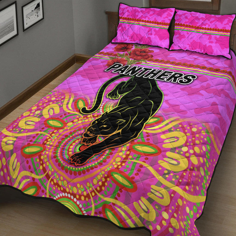 penrith-panthers-anzac-2022-quilt-bed-set-indigenous-vibes-pink