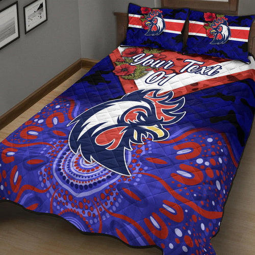 custom-personalised-sydney-roosters-anzac-2022-quilt-bed-set-indigenous-vibes-blue