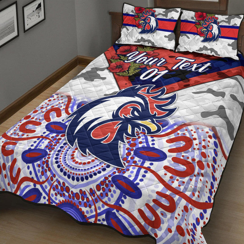 custom-personalised-sydney-roosters-anzac-2022-quilt-bed-set-indigenous-vibes-white