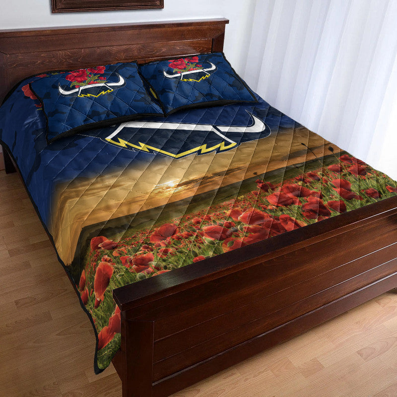 north-queensland-cowboys-anzac-2022-quilt-bed-set-poppy-flowers-vibes-blue