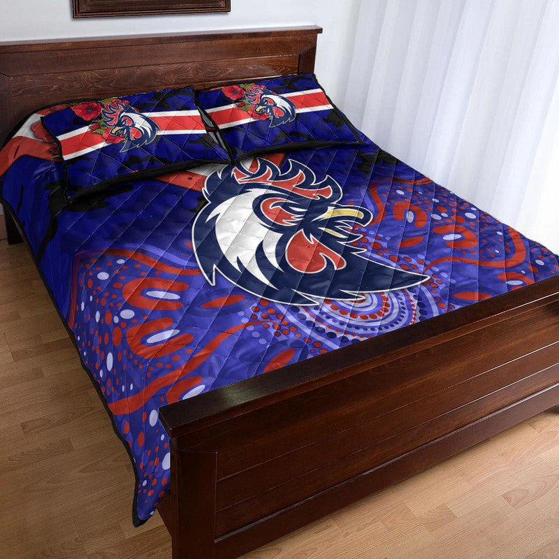custom-personalised-sydney-roosters-anzac-2022-quilt-bed-set-indigenous-vibes-blue