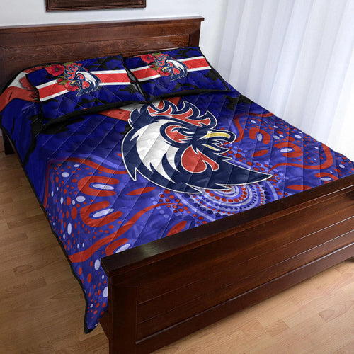 custom-personalised-sydney-roosters-anzac-2022-quilt-bed-set-indigenous-vibes-blue