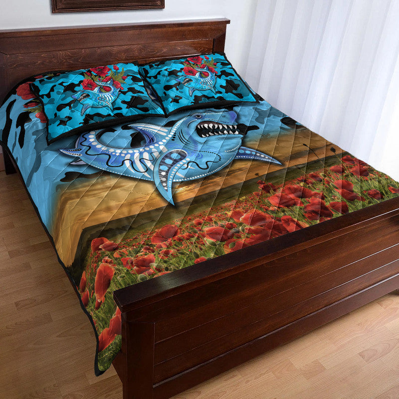 cronulla-sutherland-sharks-anzac-2022-quilt-bed-set-poppy-flowers-vibes
