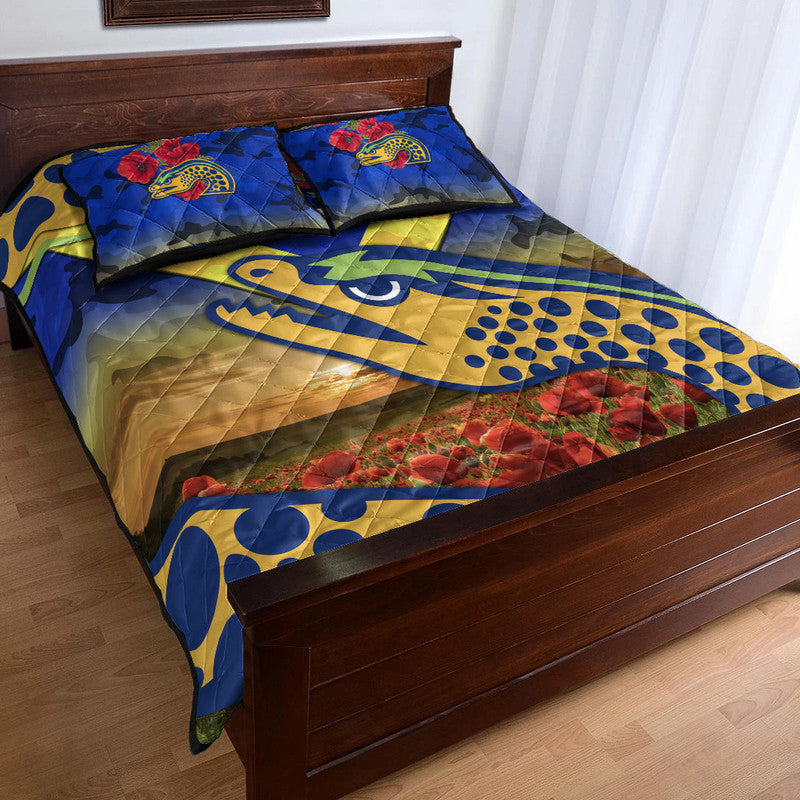parramatta-eels-anzac-2022-quilt-bed-set-poppy-flowers-vibes-blue