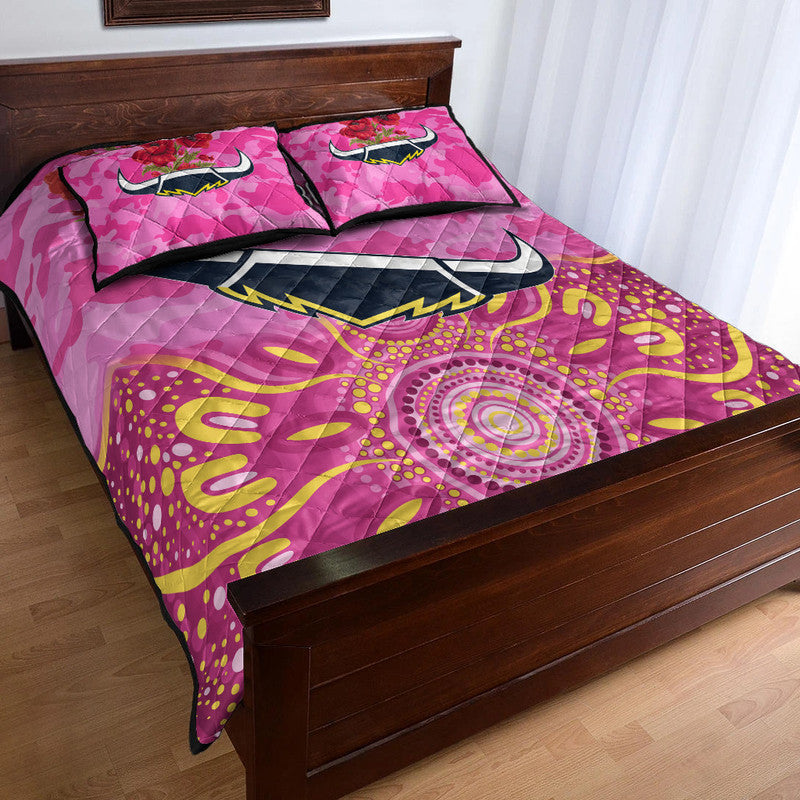 north-queensland-cowboys-anzac-2022-quilt-bed-set-indigenous-vibes-pink
