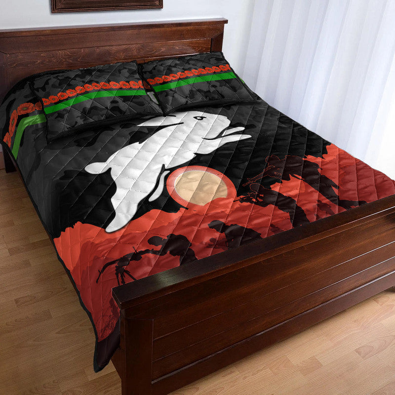 south-sydney-rabbitohs-anzac-2022-quilt-bed-set-simple-style-black