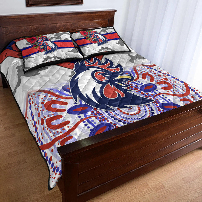 custom-personalised-sydney-roosters-anzac-2022-quilt-bed-set-indigenous-vibes-white