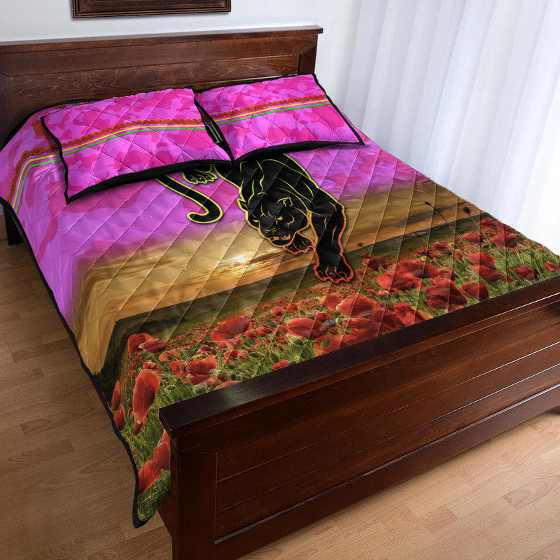 penrith-panthers-anzac-2022-quilt-bed-set-poppy-flowers-vibes-pink