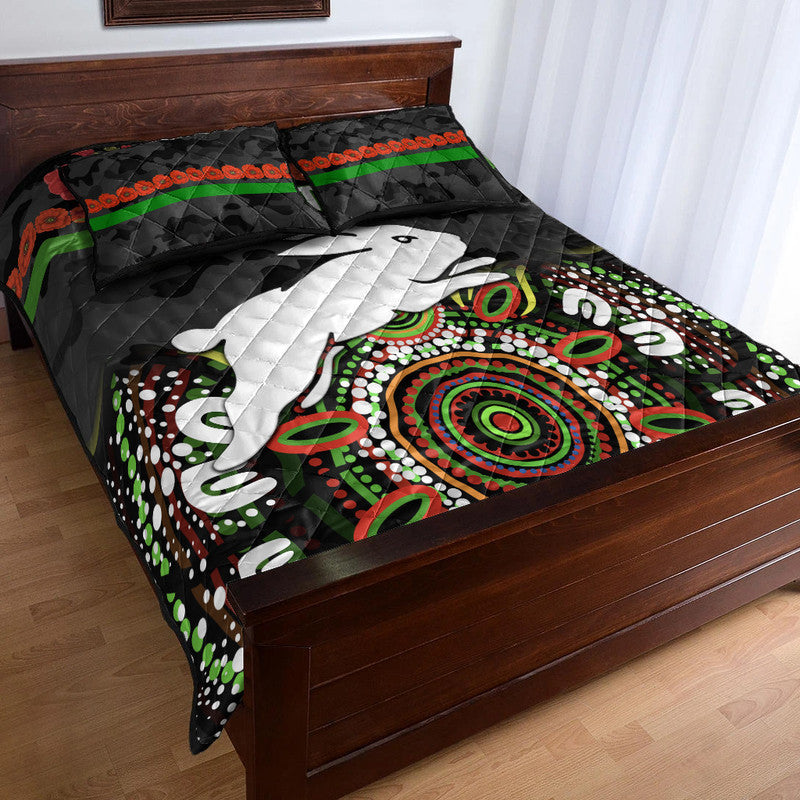 south-sydney-rabbitohs-anzac-2022-quilt-bed-set-indigenous-vibes-black