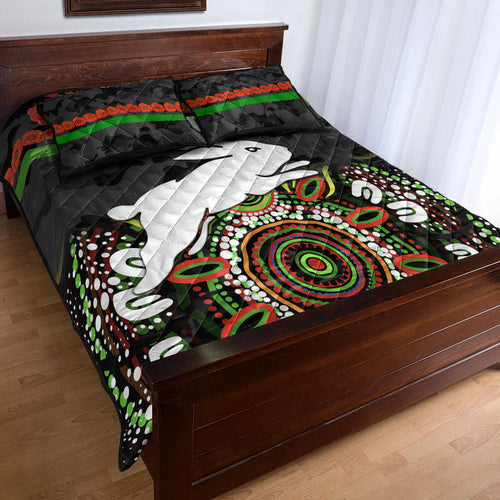 south-sydney-rabbitohs-anzac-2022-quilt-bed-set-indigenous-vibes-black
